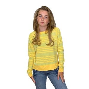 LULULEMON Yellow Striped Long Sleeve Warm-up Crew